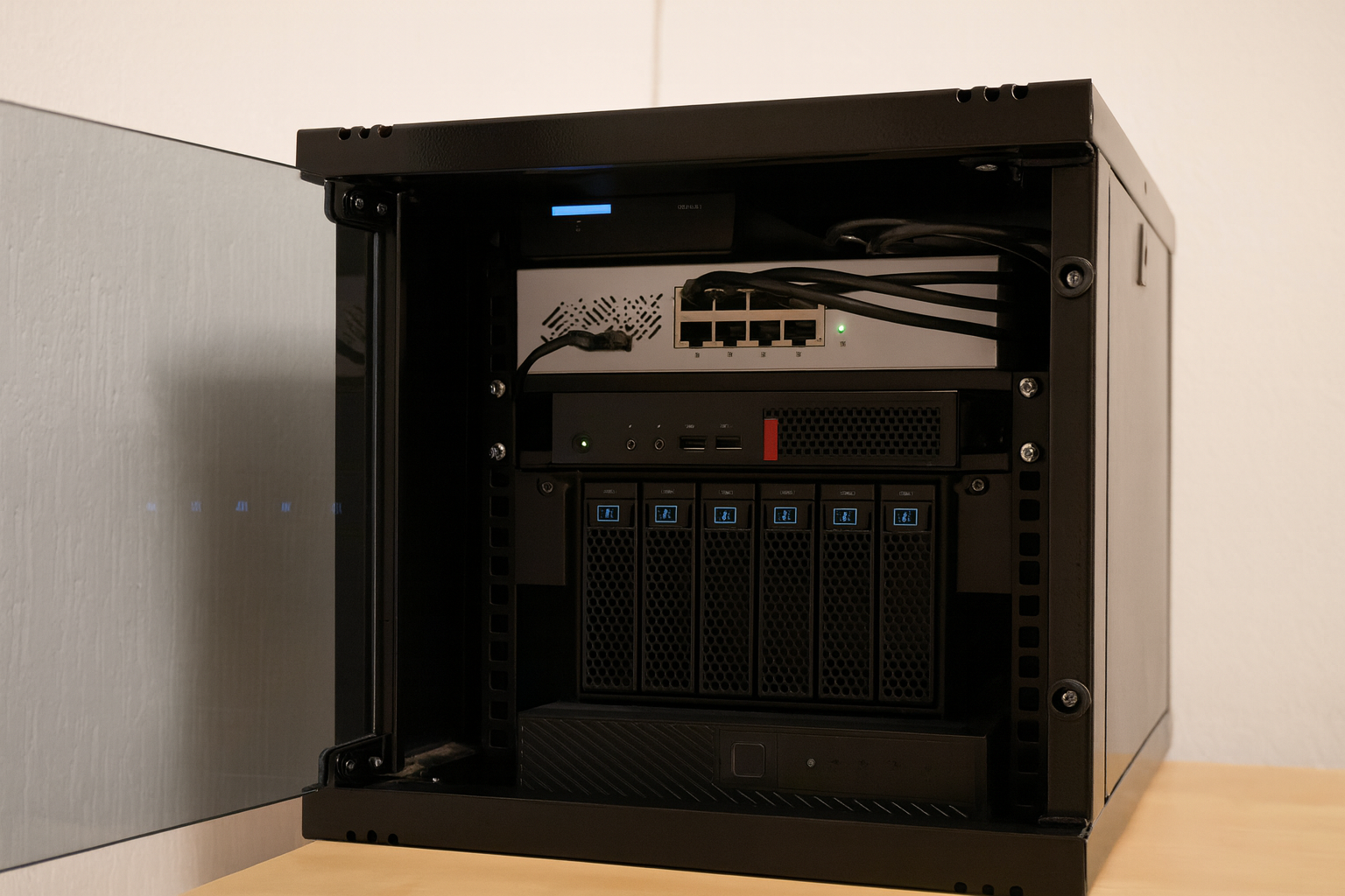 NAS installé dans une baie domestique